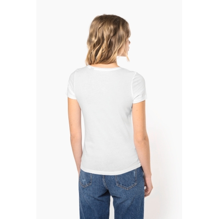 T-shirt Bio col à bords francs manches courtes femme