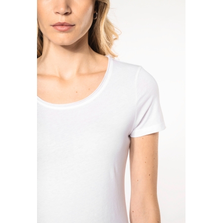 T-shirt Bio col à bords francs manches courtes femme