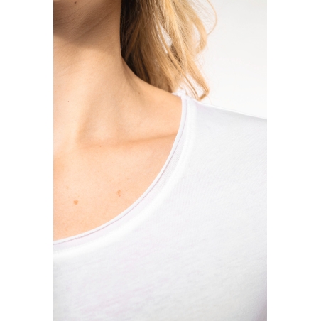 T-shirt Bio col à bords francs manches courtes femme