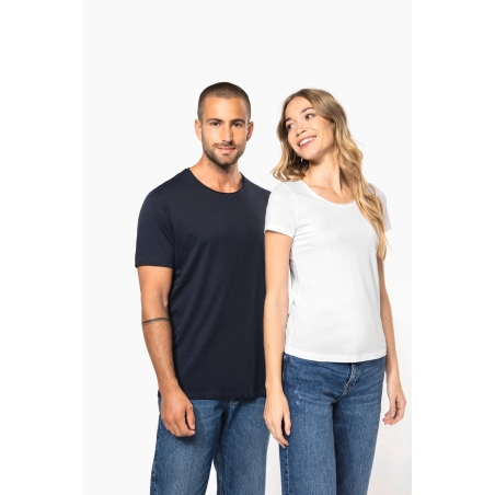 T-shirt Bio col à bords francs manches courtes femme