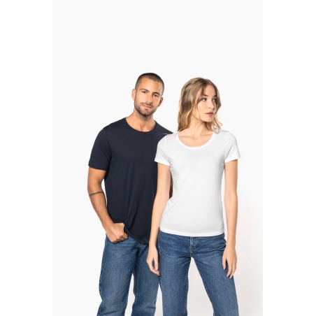 T-shirt Bio col à bords francs manches courtes femme