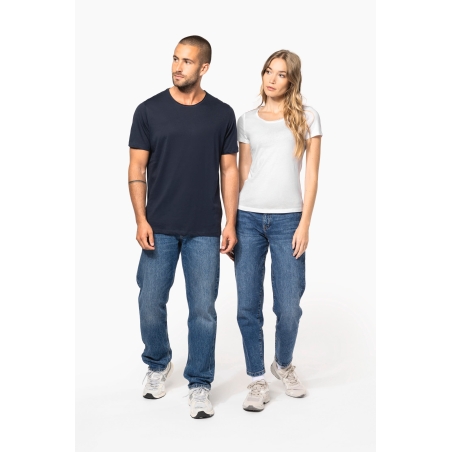 T-shirt Bio col à bords francs manches courtes femme