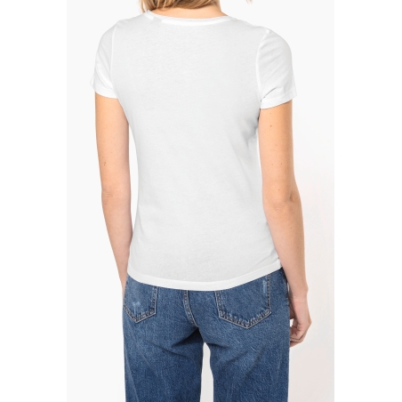 T-shirt Bio col à bords francs manches courtes femme
