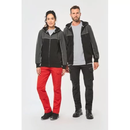 Veste molleton bicolore zippée à capuche écoresponsable unisexe