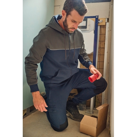 Veste molleton bicolore zippée à capuche écoresponsable unisexe