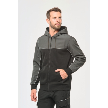 Veste molleton bicolore zippée à capuche écoresponsable unisexe