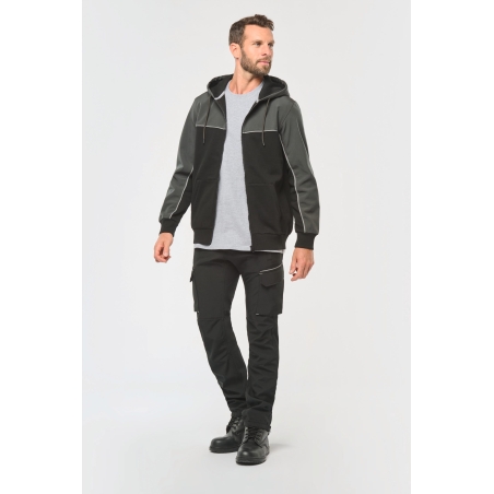 Veste molleton bicolore zippée à capuche écoresponsable unisexe