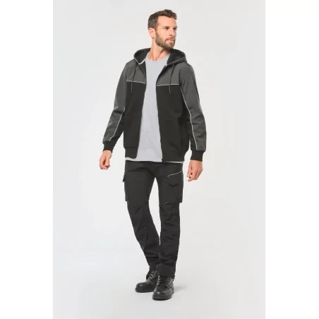 Veste molleton bicolore zippée à capuche écoresponsable unisexe