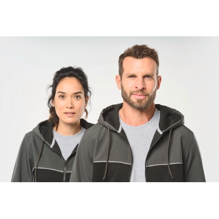 Veste molleton bicolore zippée à capuche écoresponsable unisexe