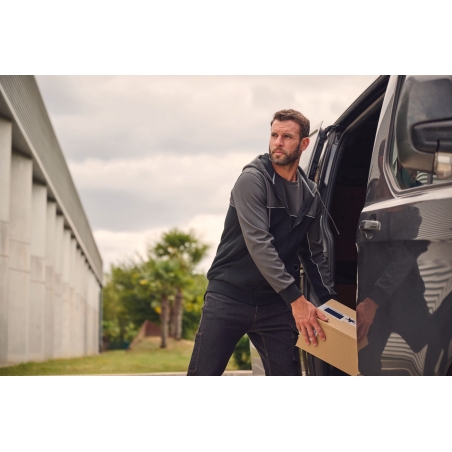 Veste molleton bicolore zippée à capuche écoresponsable unisexe