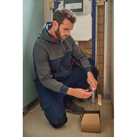 Veste molleton bicolore zippée à capuche écoresponsable unisexe