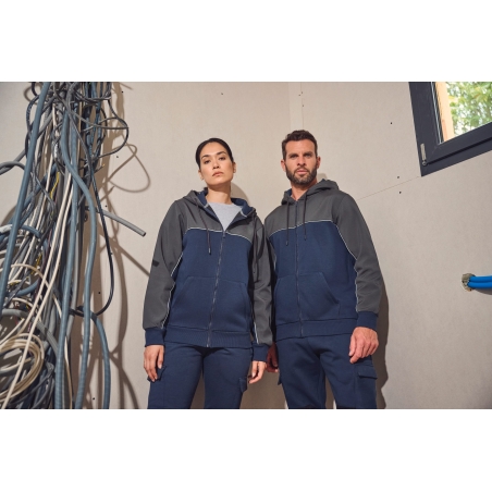 Veste molleton bicolore zippée à capuche écoresponsable unisexe