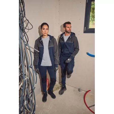 Veste molleton bicolore zippée à capuche écoresponsable unisexe
