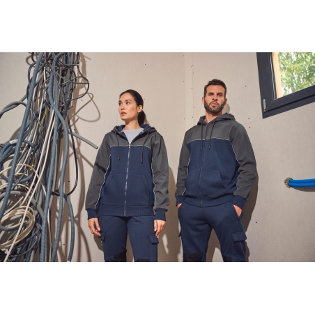 Veste molleton bicolore zippée à capuche écoresponsable unisexe