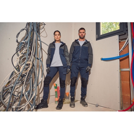 Veste molleton bicolore zippée à capuche écoresponsable unisexe