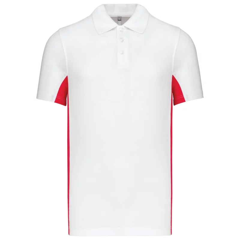Polo piqué manches courtes bicolore homme