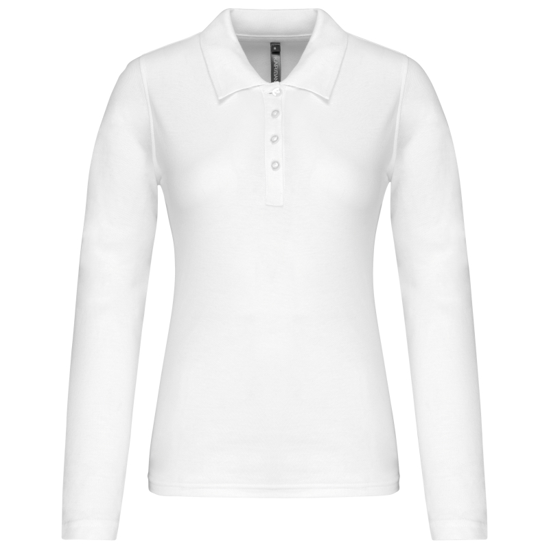 Polo piqué manches longues femme