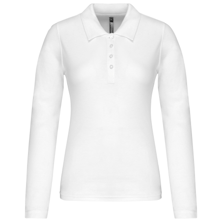 Polo piqué manches longues femme