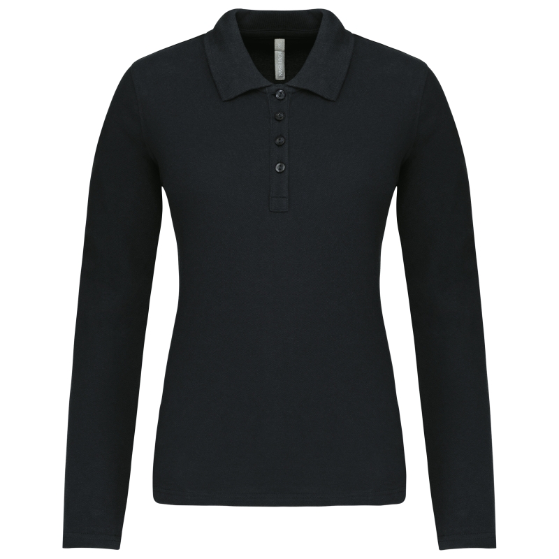 Polo piqué manches longues femme