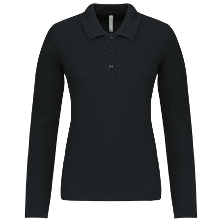 Polo piqué manches longues femme