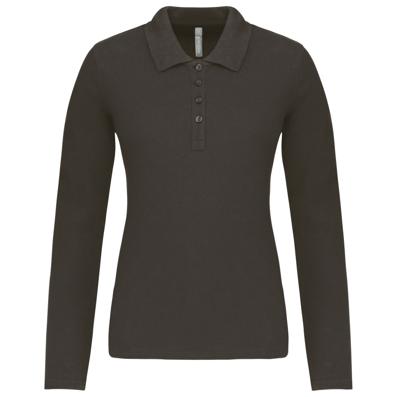 Polo piqué manches longues femme