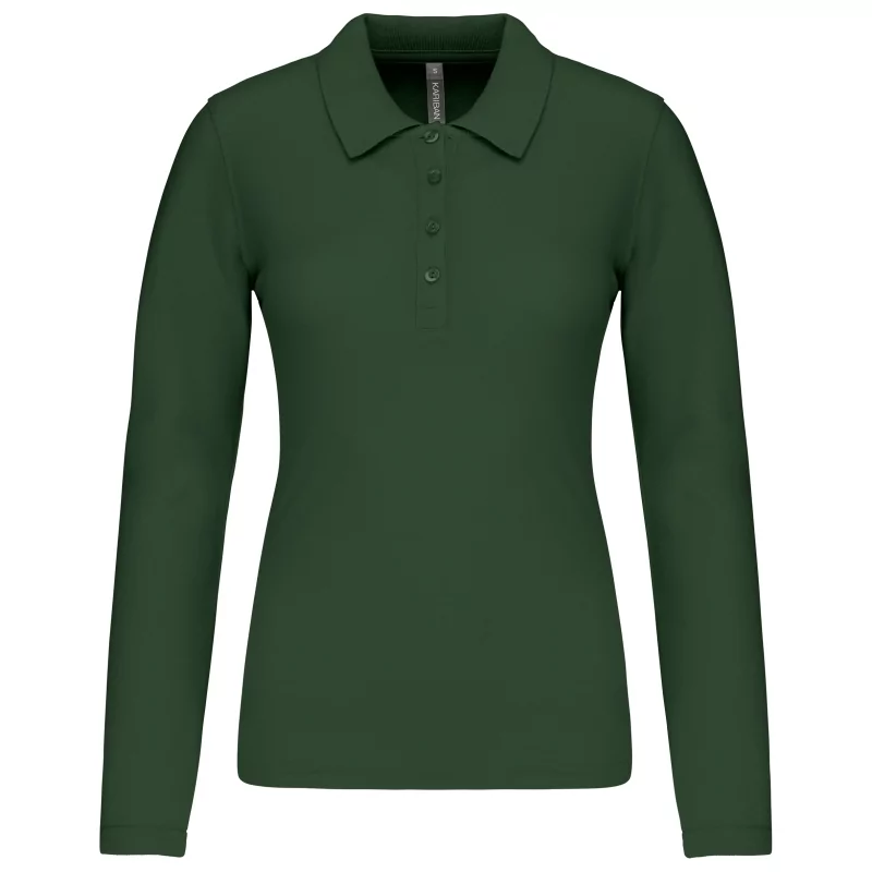 Polo piqué manches longues femme
