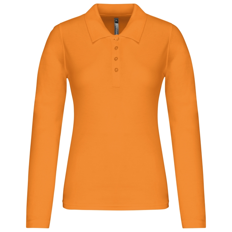 Polo piqué manches longues femme