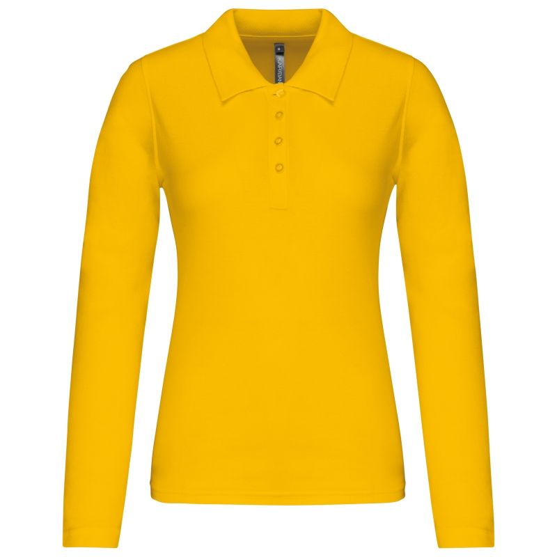 Polo piqué manches longues femme
