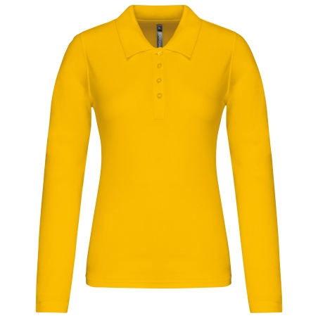 Polo piqué manches longues femme