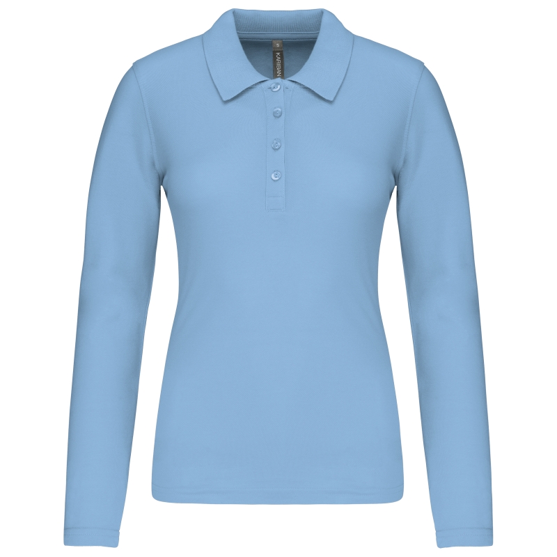 Polo piqué manches longues femme