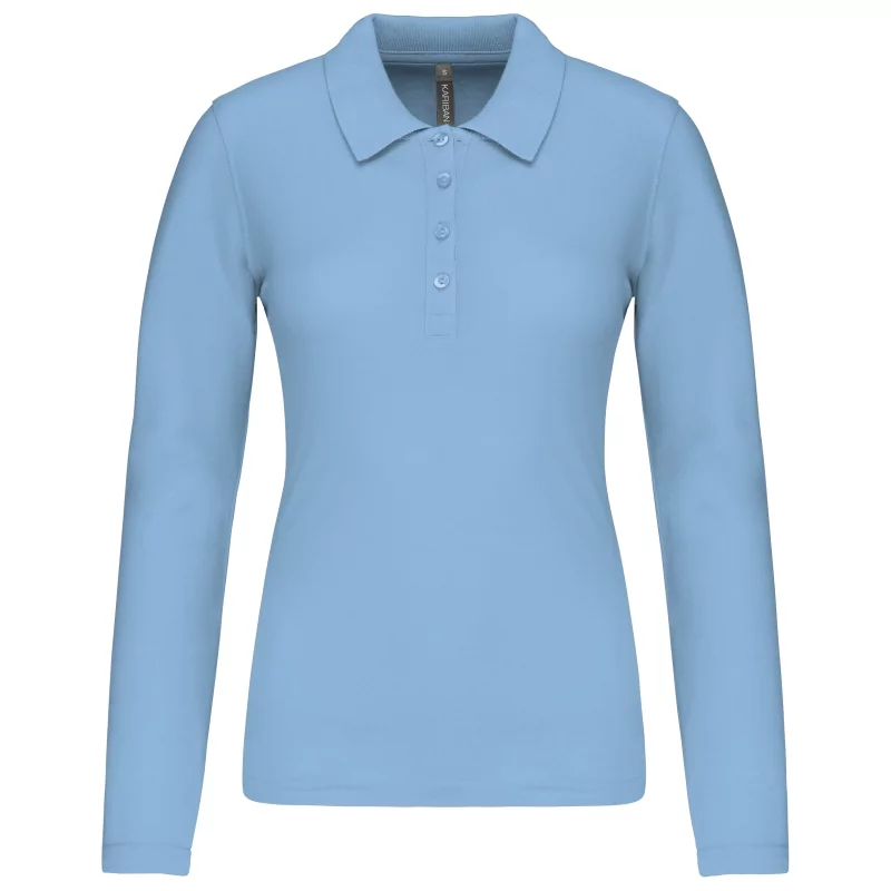 Polo piqué manches longues femme