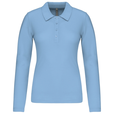 Polo piqué manches longues femme