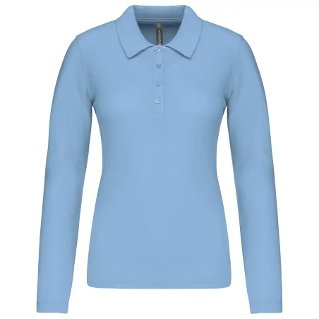Polo piqué manches longues femme