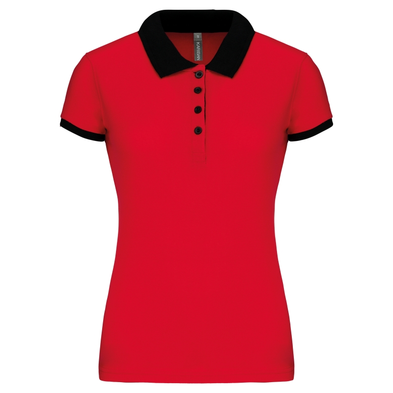 Polo piqué bicolore femme