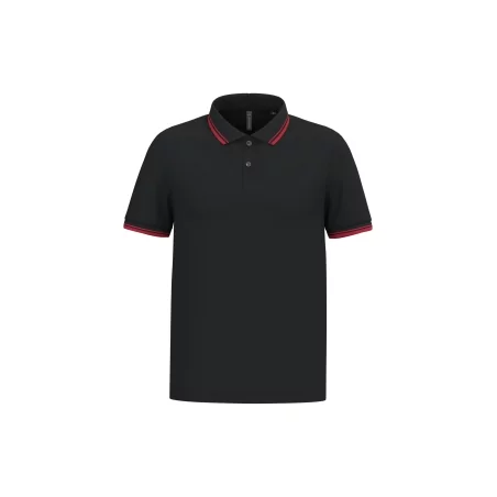 Polo homme manches courtes à liserés contrastés