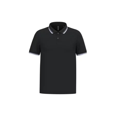 Polo homme manches courtes à liserés contrastés