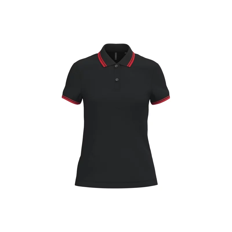 Polo femme manches courtes à liserés contrastés