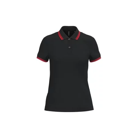 Polo femme manches courtes à liserés contrastés