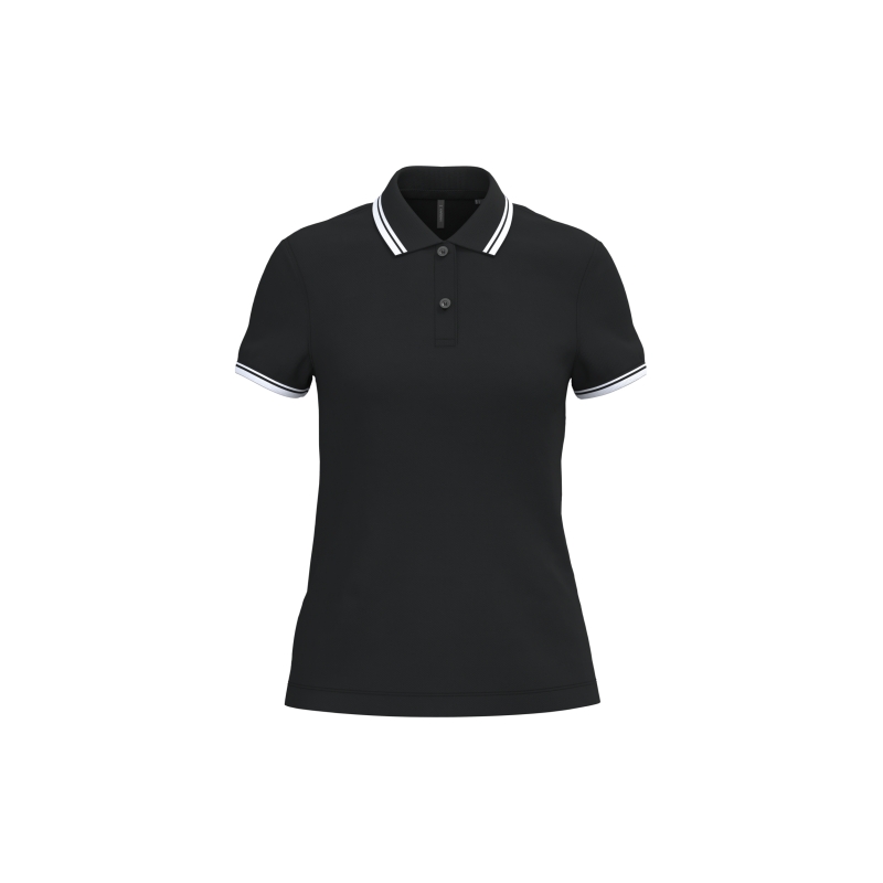 Polo femme manches courtes à liserés contrastés