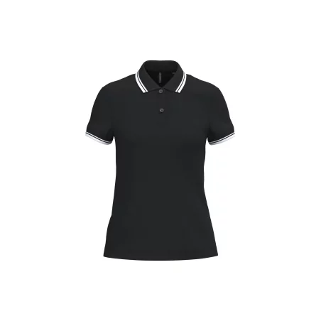 Polo femme manches courtes à liserés contrastés
