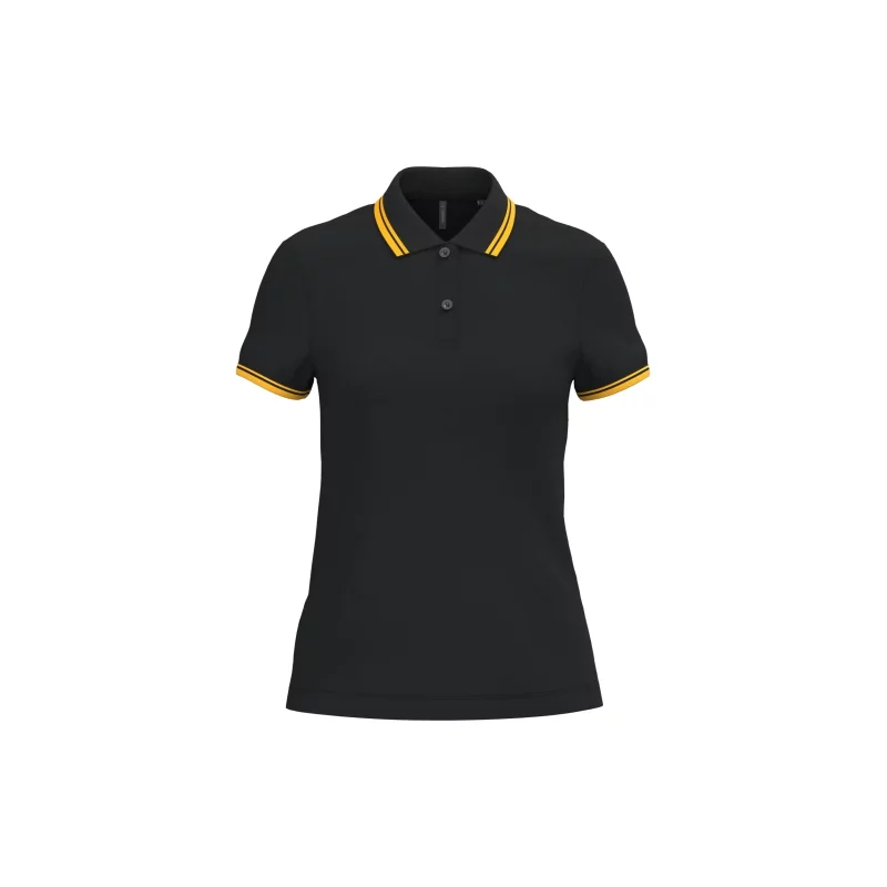Polo femme manches courtes à liserés contrastés