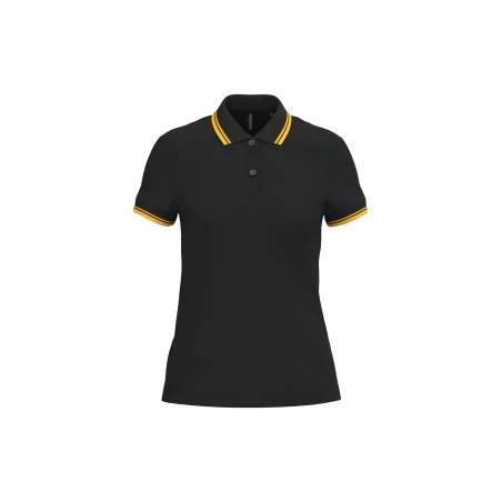 Polo femme manches courtes à liserés contrastés