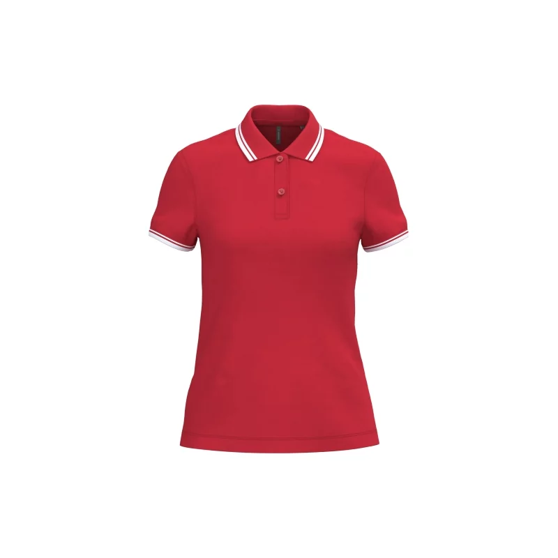 Polo femme manches courtes à liserés contrastés