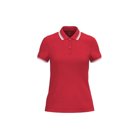 Polo femme manches courtes à liserés contrastés