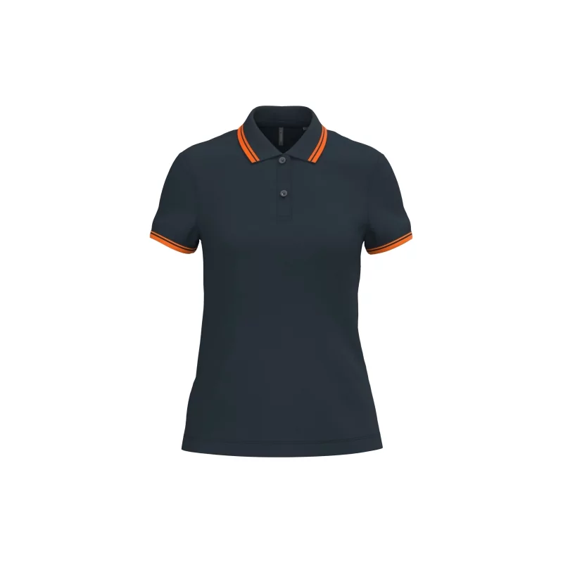 Polo femme manches courtes à liserés contrastés