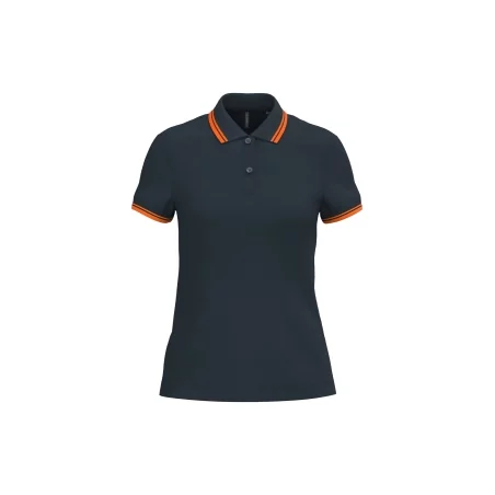 Polo femme manches courtes à liserés contrastés