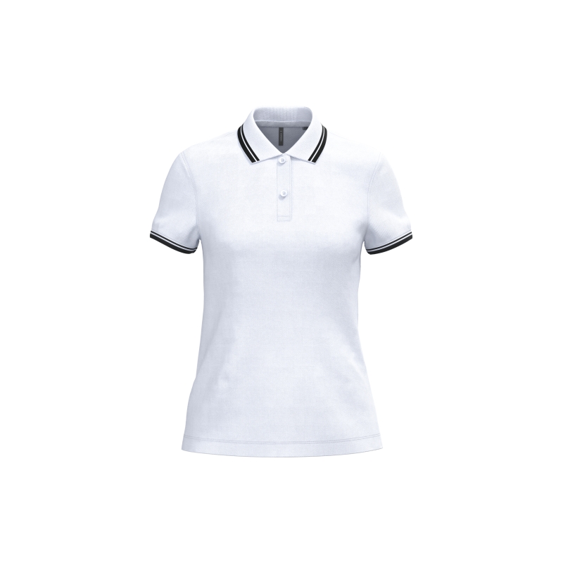 Polo femme manches courtes à liserés contrastés