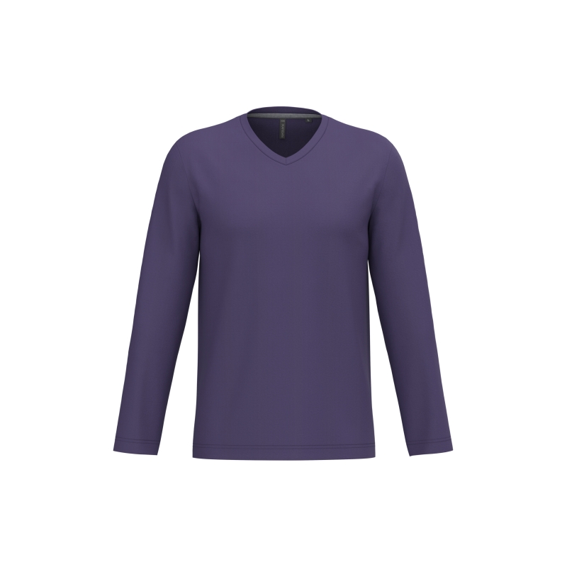 T-shirt col V manches longues