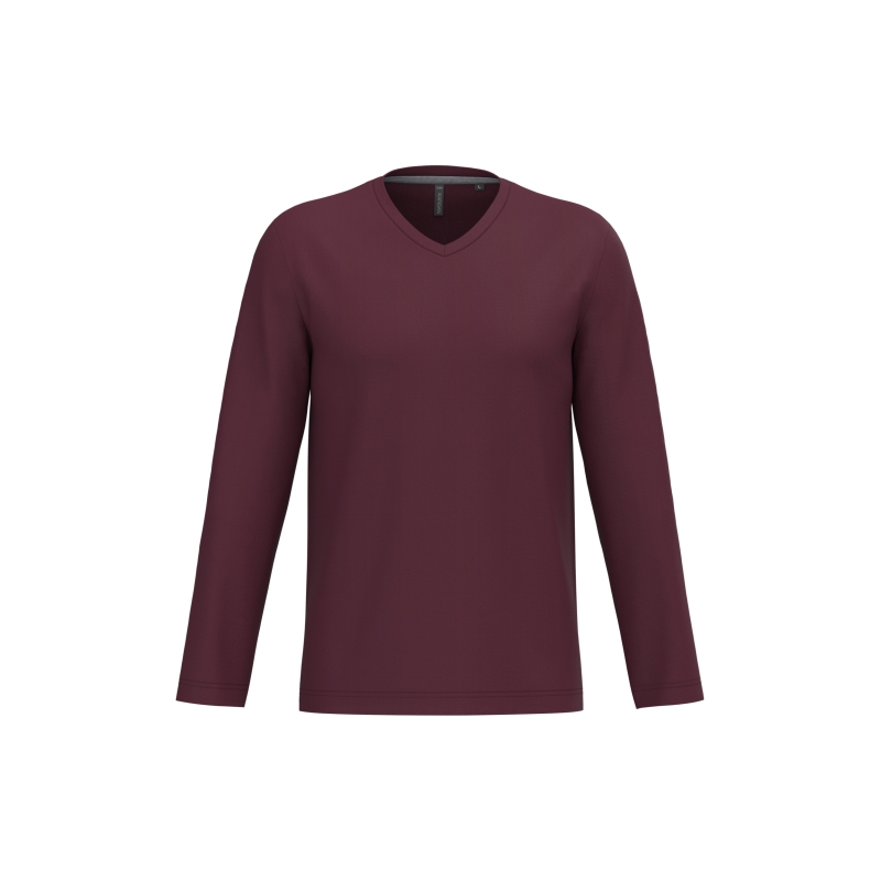 T-shirt col V manches longues