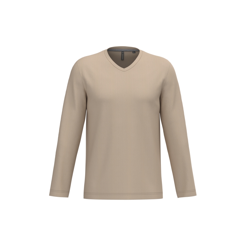 T-shirt col V manches longues